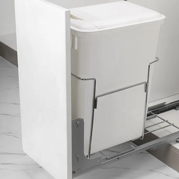 Factory Kitchen Cabinet Classification Organizer Built In Rectangular Waste Bin Pull Out Waste Bin Storage Basket