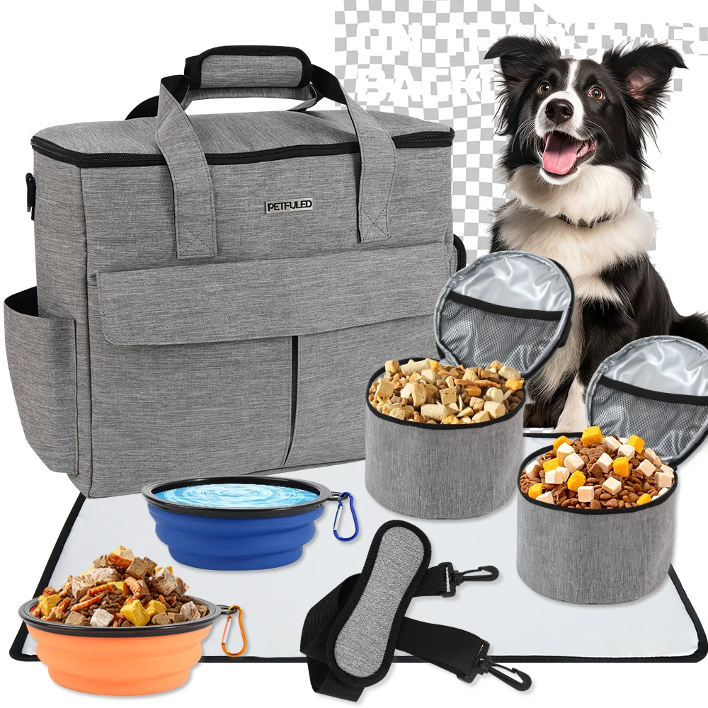 Dog Travel Bag Pet Travel Bags With Multi-Pockets Tote Organizer For Dog Supplies Dog Road Trip Essentials For Weekend Away