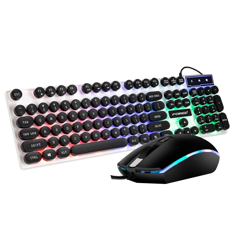 Qiyu mechanical RGB colored gaming wired keyboard and mouse combo set