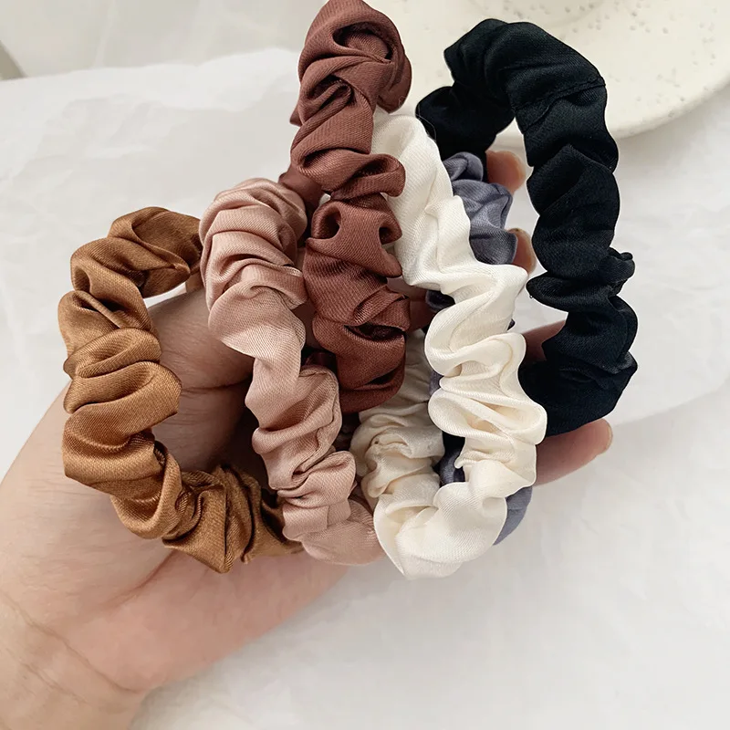 6 colors per pack Ins elegant french satin hair ring silk hair ropes hair rings for women