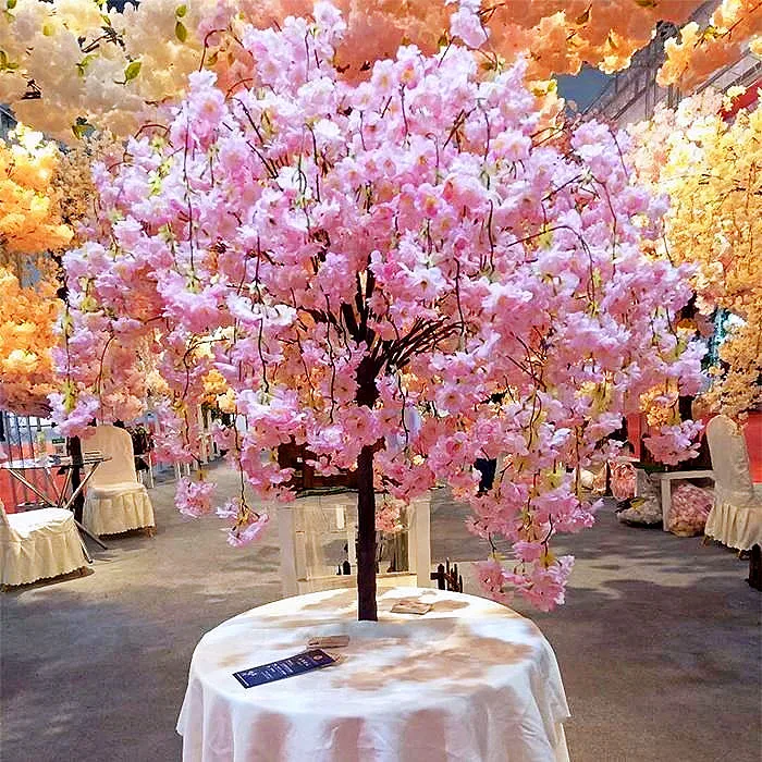 Yirong Fake Cherri Tree Wedding Table Centerpiece Indoor 5ft Branches Flowers Fake White Pink Artificial Cherry Blossom Tree