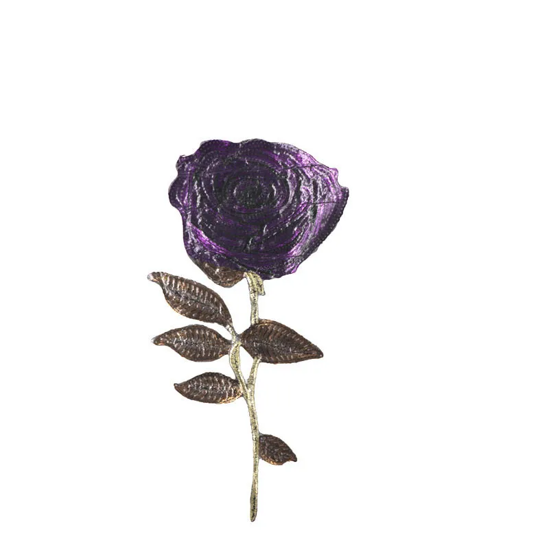 High Quality Sequined Rose Flower Appliques Iron On Sequins Denim Patch Embroidered Patches