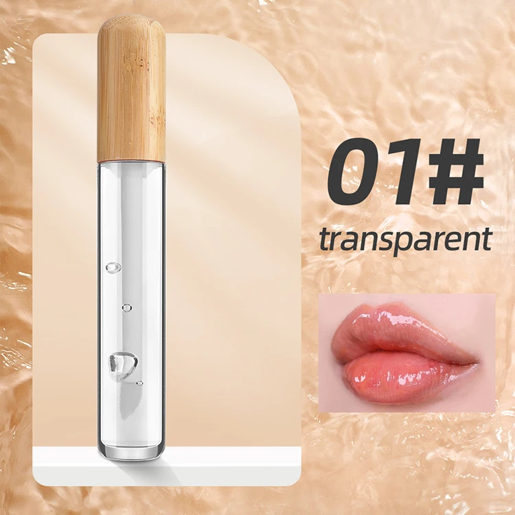 New Arrival Natural Bamboo Lip Gloss Adding Your Logo Fruit Flavors Liquid Lipstick Moisture Vegan OEM Lip Oil Plumper