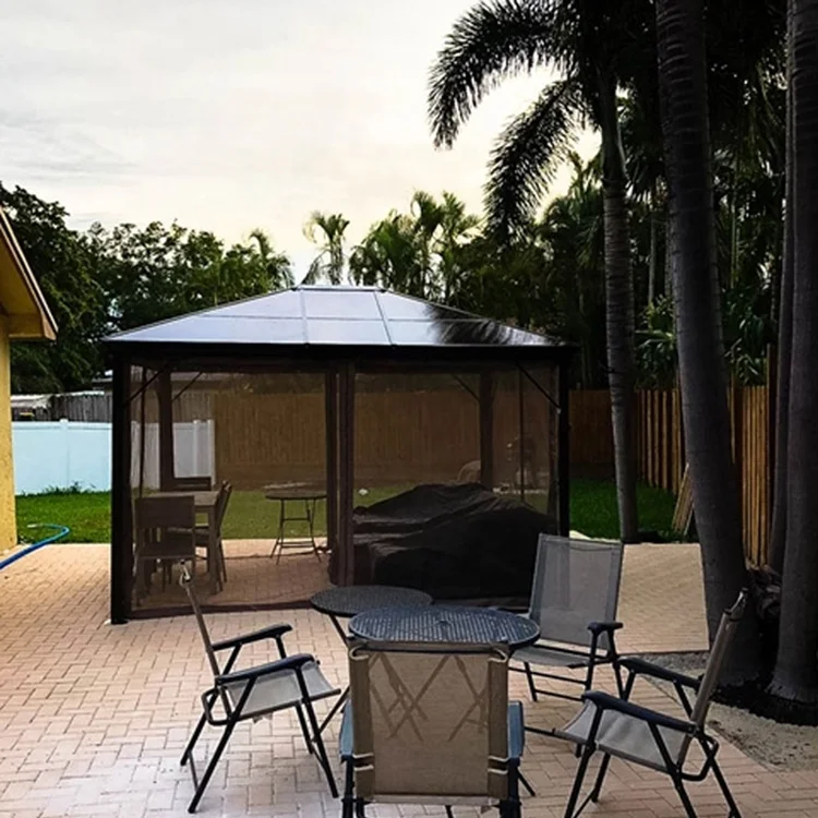 luxury all-aluminum hard top solar patio gazebo outdoor