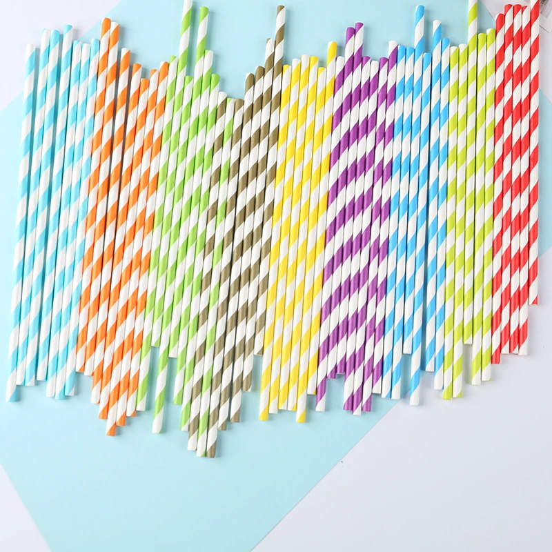 Wholesale Colored Christmas Paper Straw Food Grade Disposable Colorful Striped Paper Drinking Straws