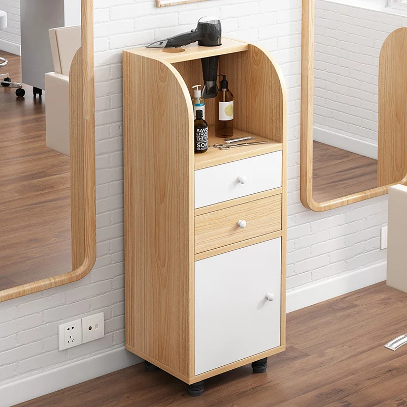 Barber shop mirror table locker can store scissors, combs and other tools, with a noble appearance