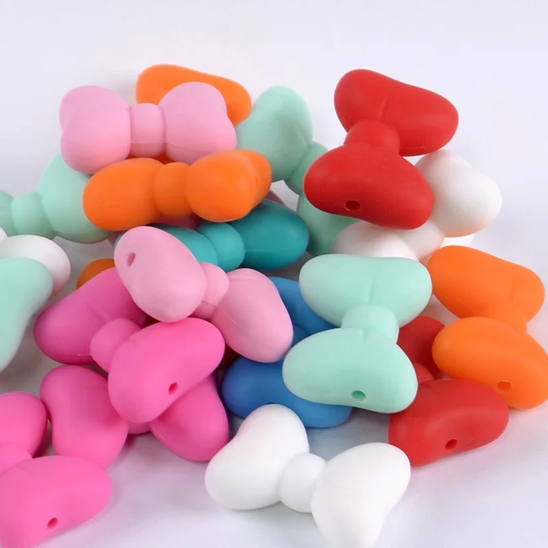 Food Grade Silicone Beads Bow Shape DIY Pacifier Chain Bracelet Other Loose Beads