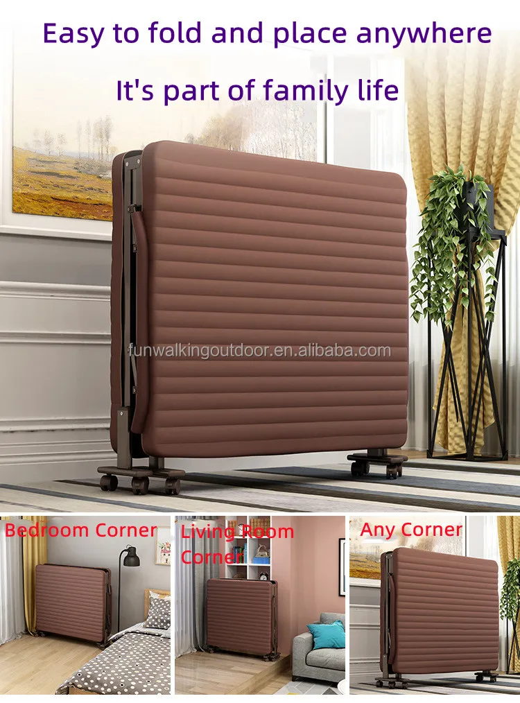 Modern Style Single Size 70cm Width Living Room Bedroom Comfortable Easy Foldable Folding Metal Sofa Bed for Adults