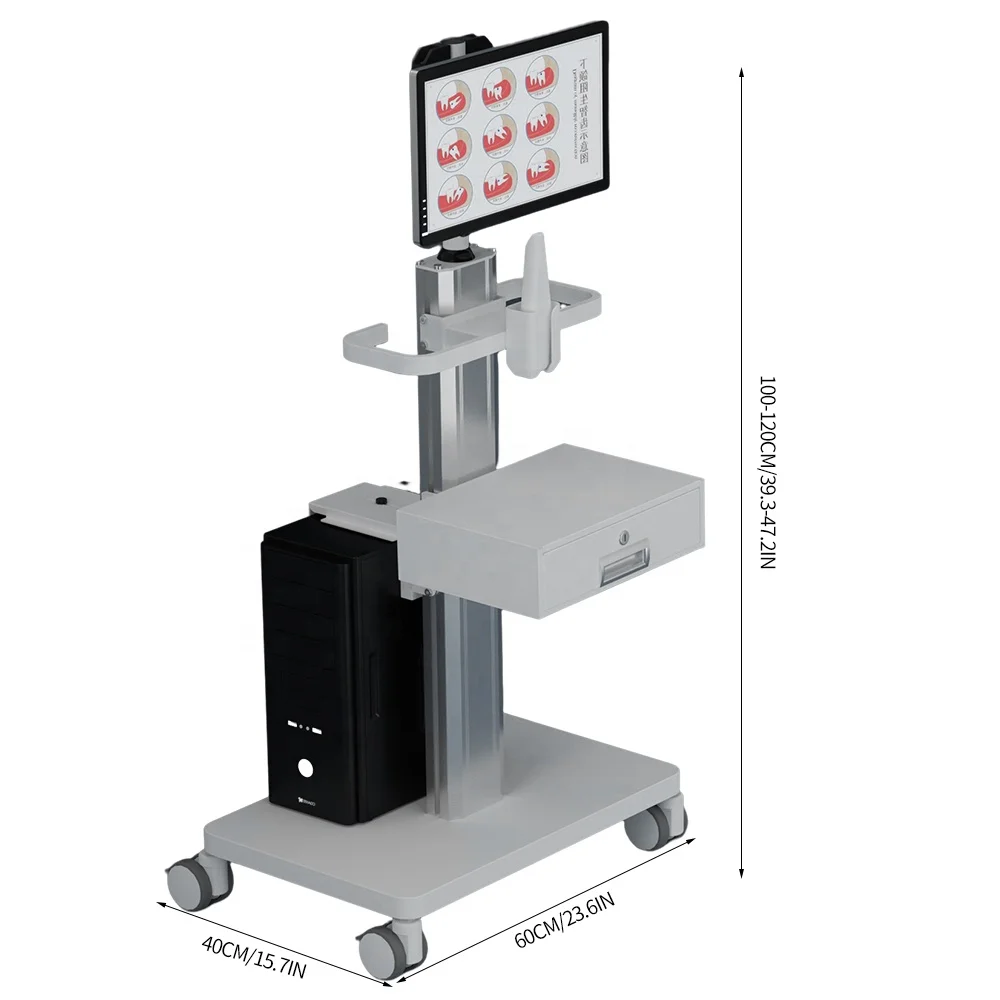 Likaymo Manufacture Aluminum+ABS Plastic Hospital Dental Oral Cart with Scanner Holder Office Mobile Trolley for Dental Clinic