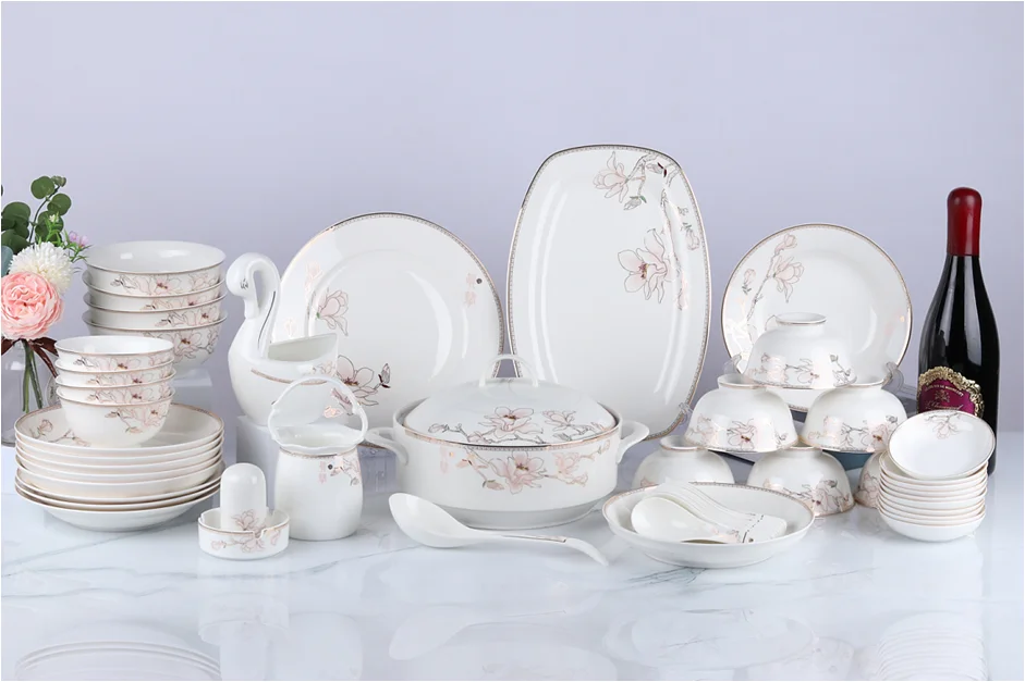 52pcs High Quality Ceramic Plates Set Porcelain Dinner Sets Tableware Ceramic Gift Set Dinner With Gift Box