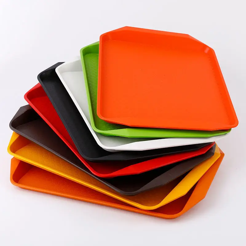 Wholesale Customized PP Fast Food Tray Melamine Serving Tray Reusable Catering Dinner Tray for Canteen