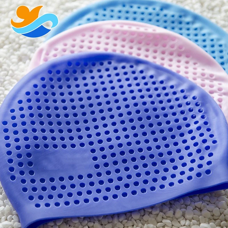 Soft  Message Granules  Swim Cap  Ear Cover  Long Hair Swimming Cap  Color Fast  High Elasticity Silicone Swim Hat