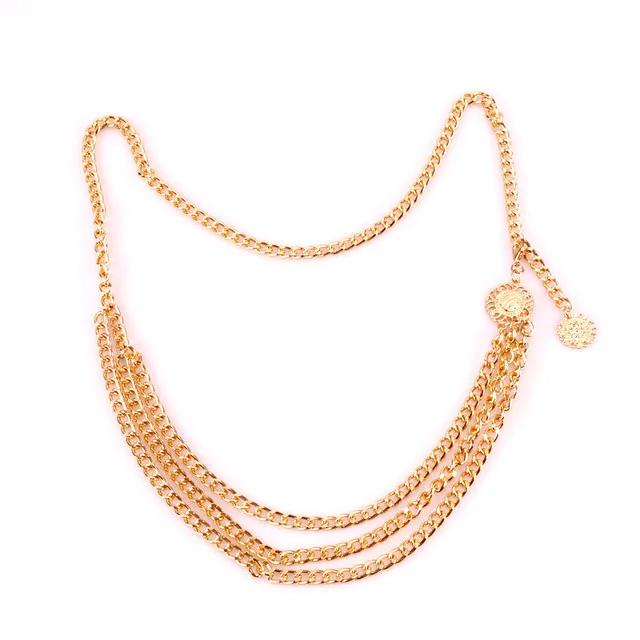 Alloy multi-layer exaggerated body chain minimalist vintage gold and silver costume accessories waist chain
