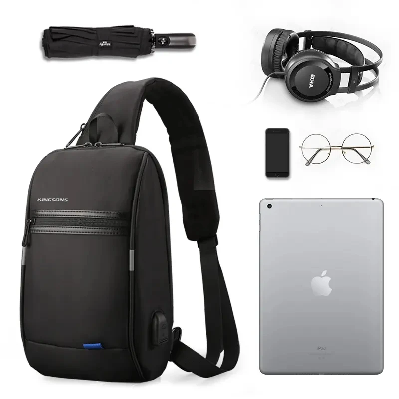 Factory Low Price Waterproof Men Shoulder Chest Crossbody Side Bag Mini Messenger Sling Bag With Usb Port