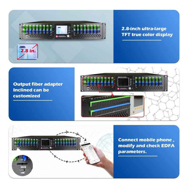 FTTH GPON Solution 1550nm  4 8 16 32 port CATV amplifier combined HFC Multiple Ports high power JDSU EDFA