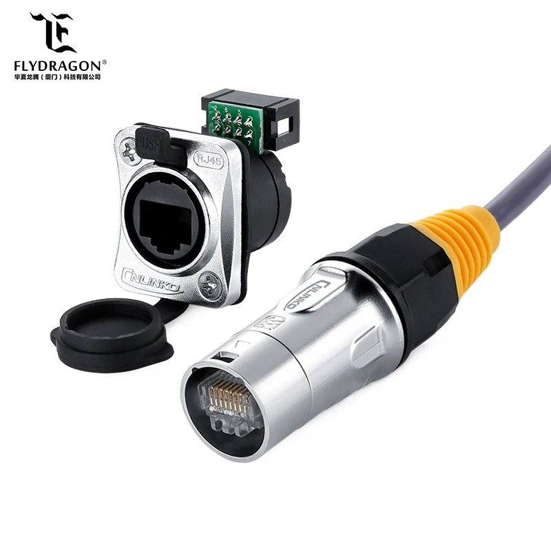  Сценическое освещение Tooless водонепроницаемый IP67 женский 1 2 А порта проходят через Cat5 Cat6 Ethernet RJ45 разъем 90 градусов