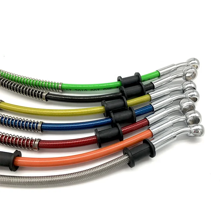 Серебряный тормозной шланг с пружиной от производителя