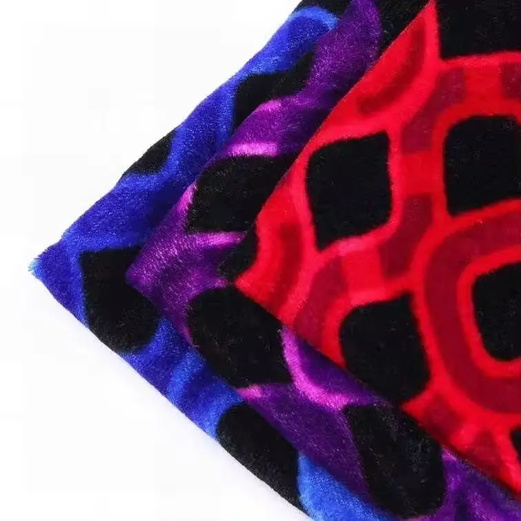 Home deco 100% polyester shrink resistant 205-210g korea velvet 5000 custom print woven velour fabric for pakistan