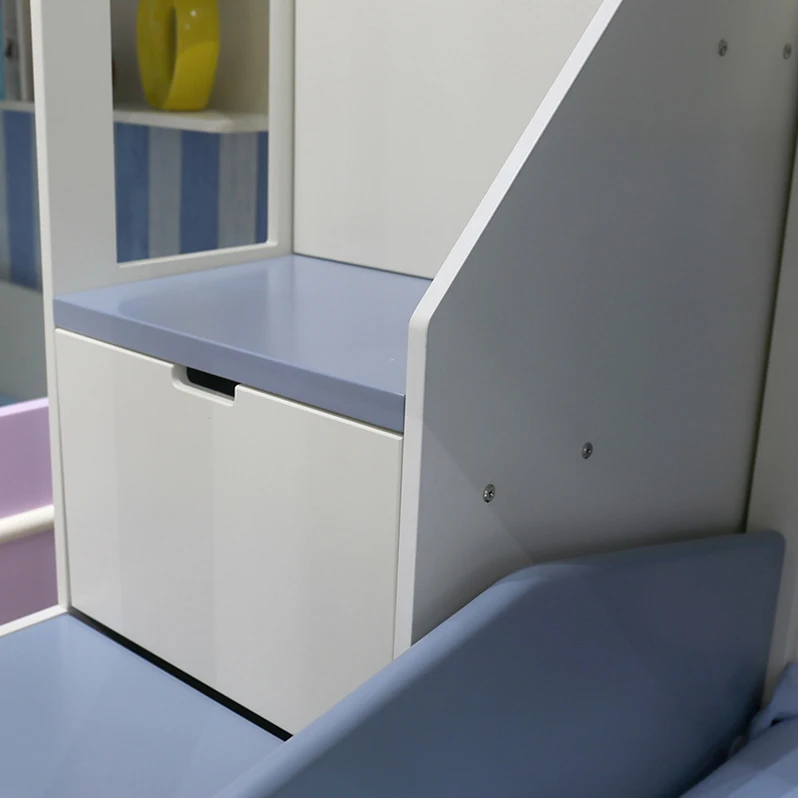 Детская двухъярусная кровать, мебель для спальни, деревянная кровать с лестницами и ящиками