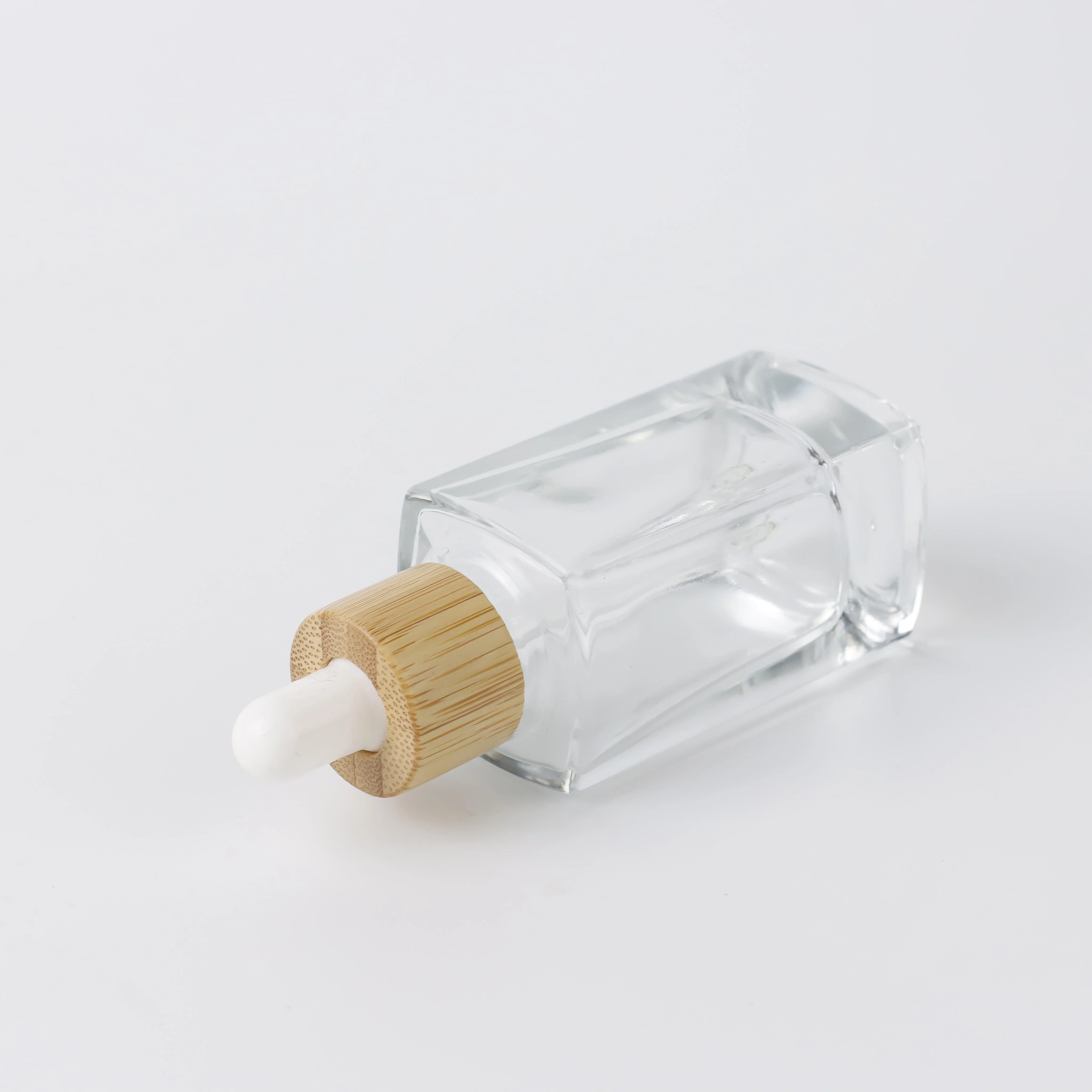 Popular clear glass dropper essential oil bottle  bamboo dropper pipette for essential oil package
