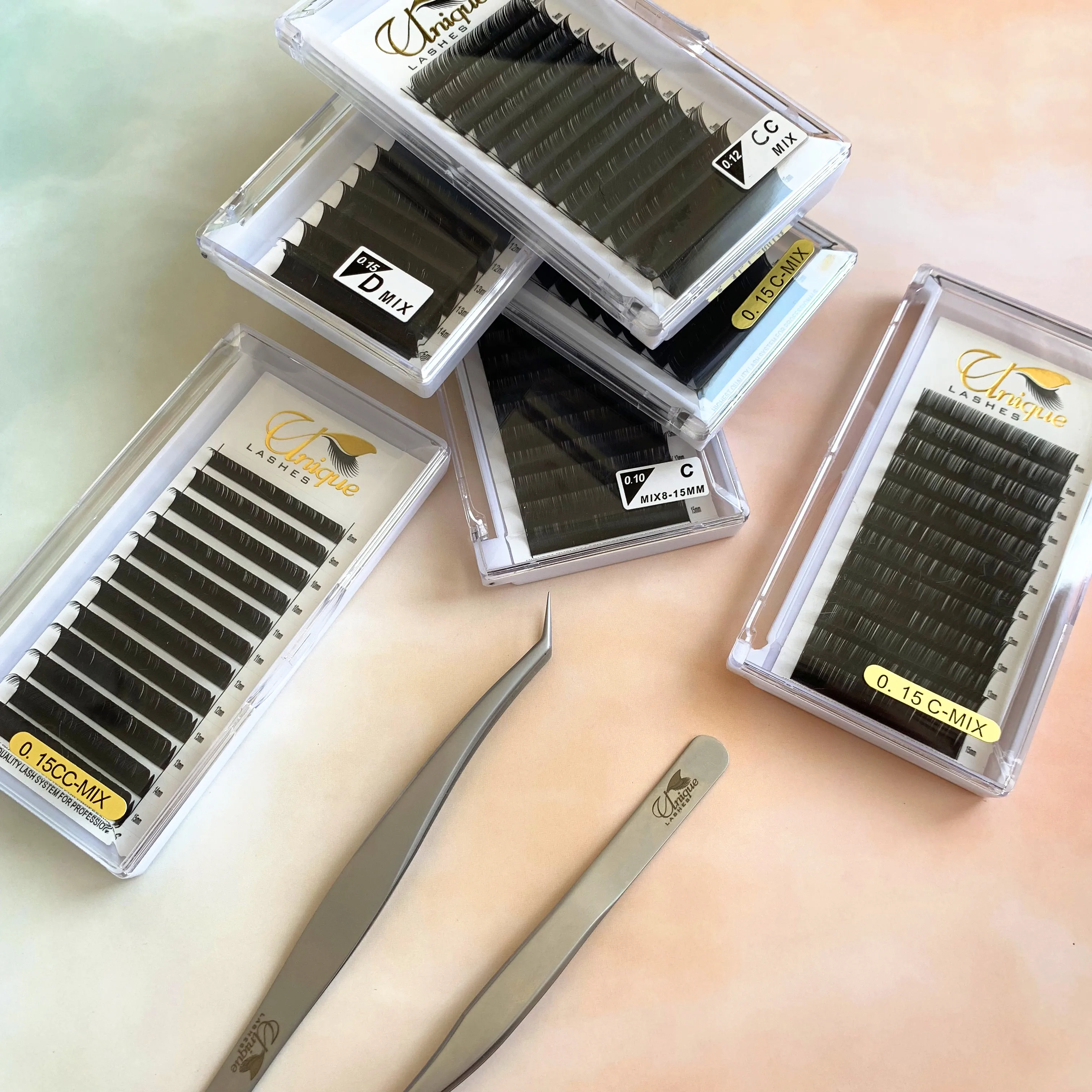  Unique Lashes Professional lashes factory high quality silk mink 0.03 0.05 0.07 Russian Volume Eyelash