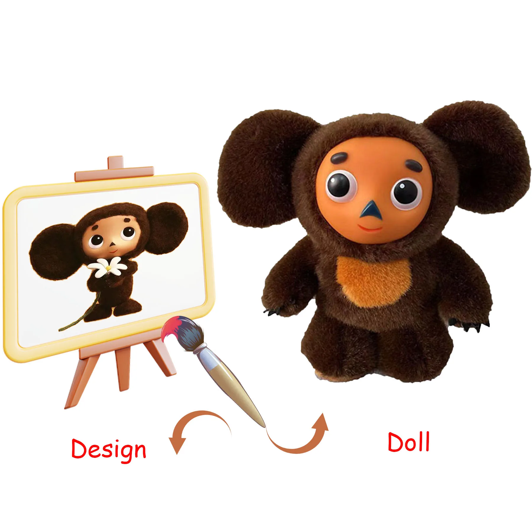 Factory Price Talking Cheburashka Plush Toy Russian Soft Music Playing Stuffed Animal for Kids