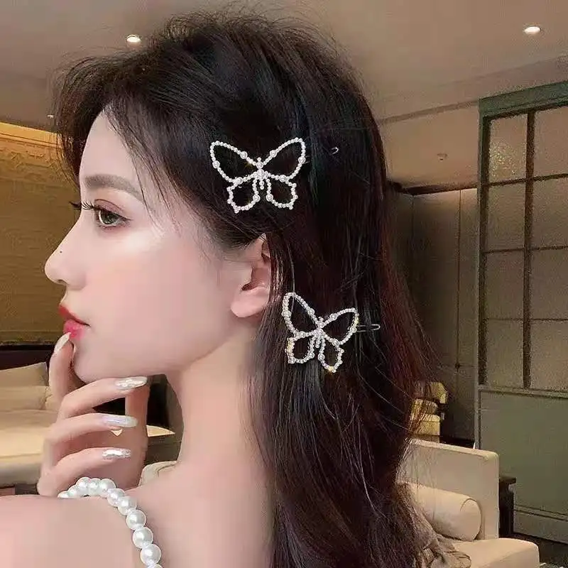 Pearl Hair Ornaments Parallel Time And Space Half Tied Hair Clip South Korea Bow Knot Hairpin Net Red Top Clip Headwear