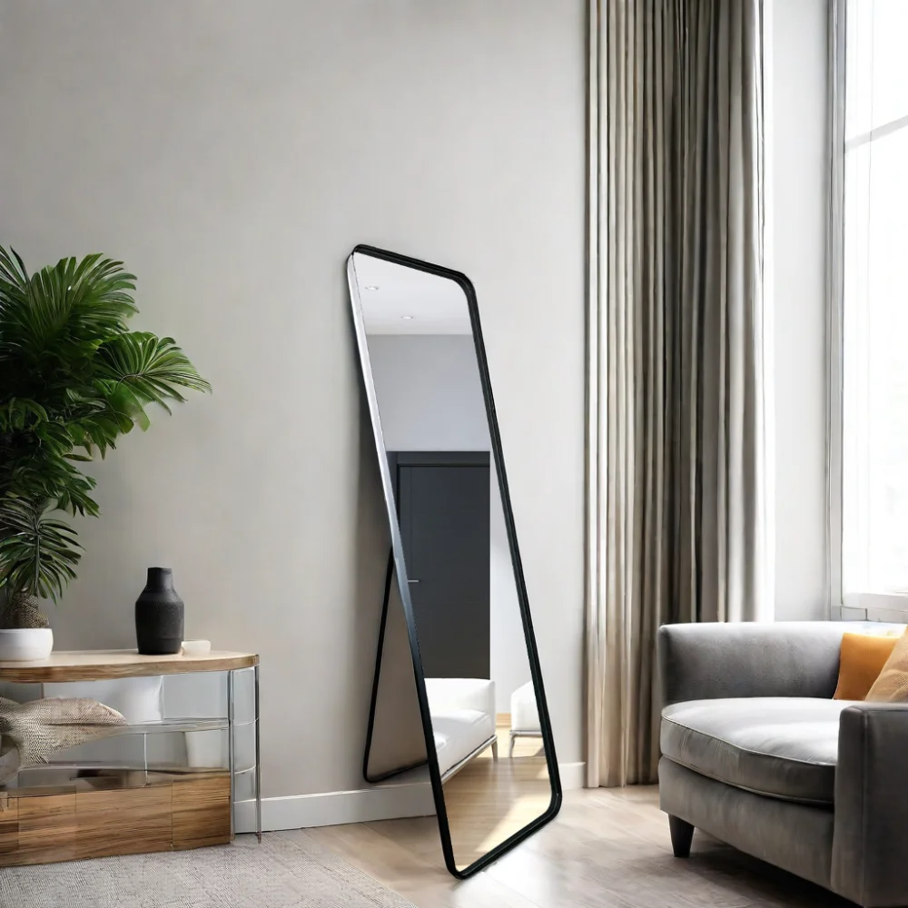 2024 New design livingroom bathroom bedroom home decor mirror black long standing floor full length full body mirror miroir