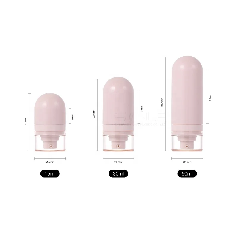 Airless Lotion Pump Bottles Sunscreen Cosmetic Skincare Packaging Bottle Foundation BB Aerosol Upside Down 15ml 30ml 50ml Pink