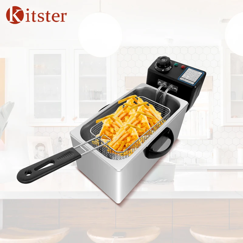 Кухонная хромированная мини-фритюрница для жарки еды кукурузы собаки картошки фри индейки электрическая глубокая подача Презентация в