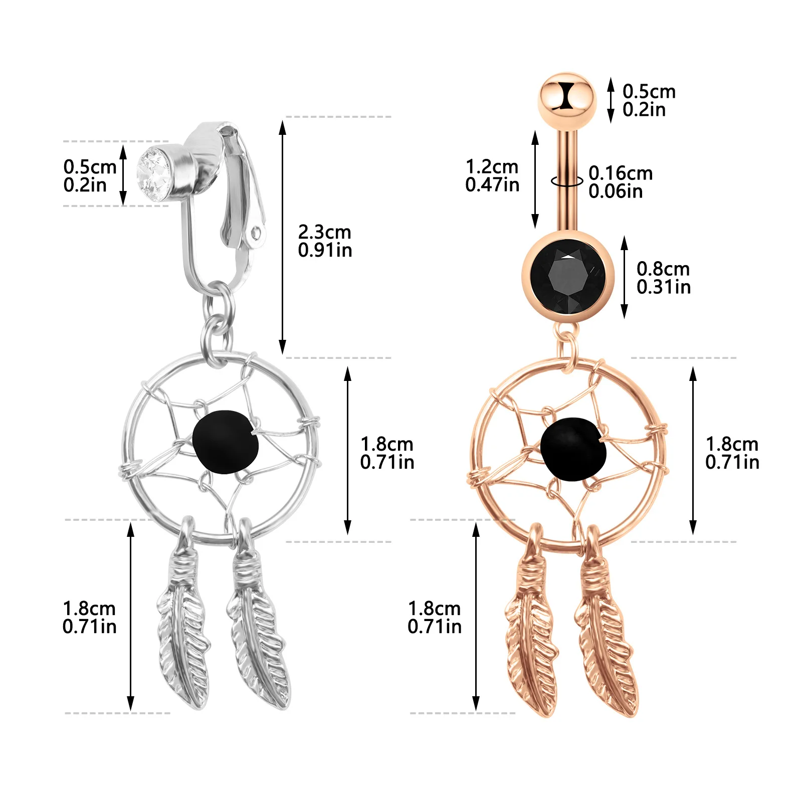 Stainless steel turquoise dream catcher navel ring button button button piercing wholesale key chain feather ethnic wind