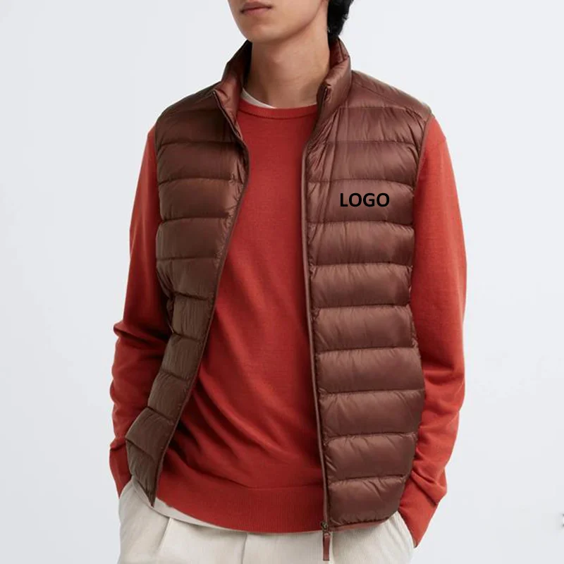 Wholesale custom down vest men puffer jacket down vest lightweight down jackets ultra light mens winter coats sleeveless