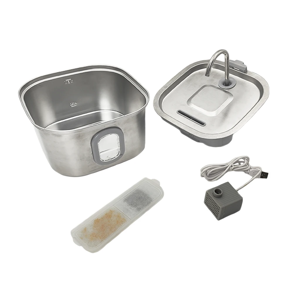 Hot Sale Pet Accessories Dog Cat Water Feeder Electric Stainless Steel Pet Water Fountain with Lack Water Warning