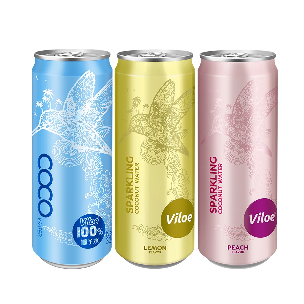 Viloe Carbonated Drink Peach Lemen Juice Added Sparkling Coconut Water Daily Soft Drinks