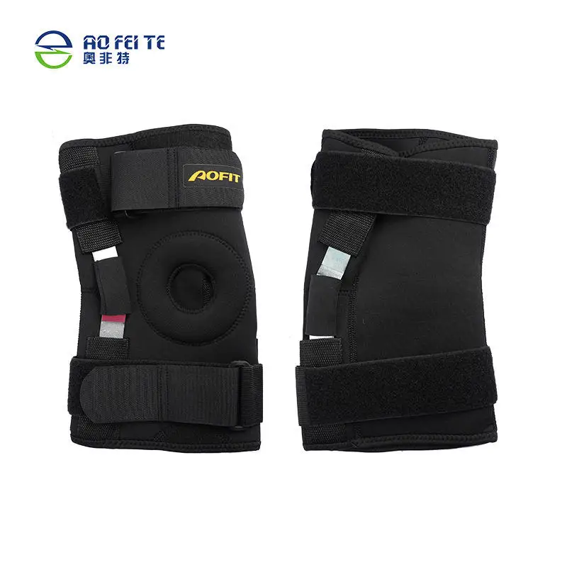 Neoprene Adjustable Sports Knee Support Rom Knee Joint Brace Hinge Medical Knee Brace with Side Stabilizers