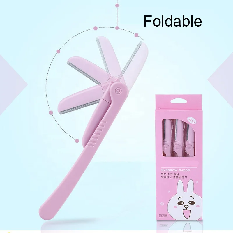 
3Pcs/Pack Pink Eyebrow Trimmer Armpit Hair Razor Beauty Face Eyebrow Shaver Stainless Steel Blades Makeup Tools 