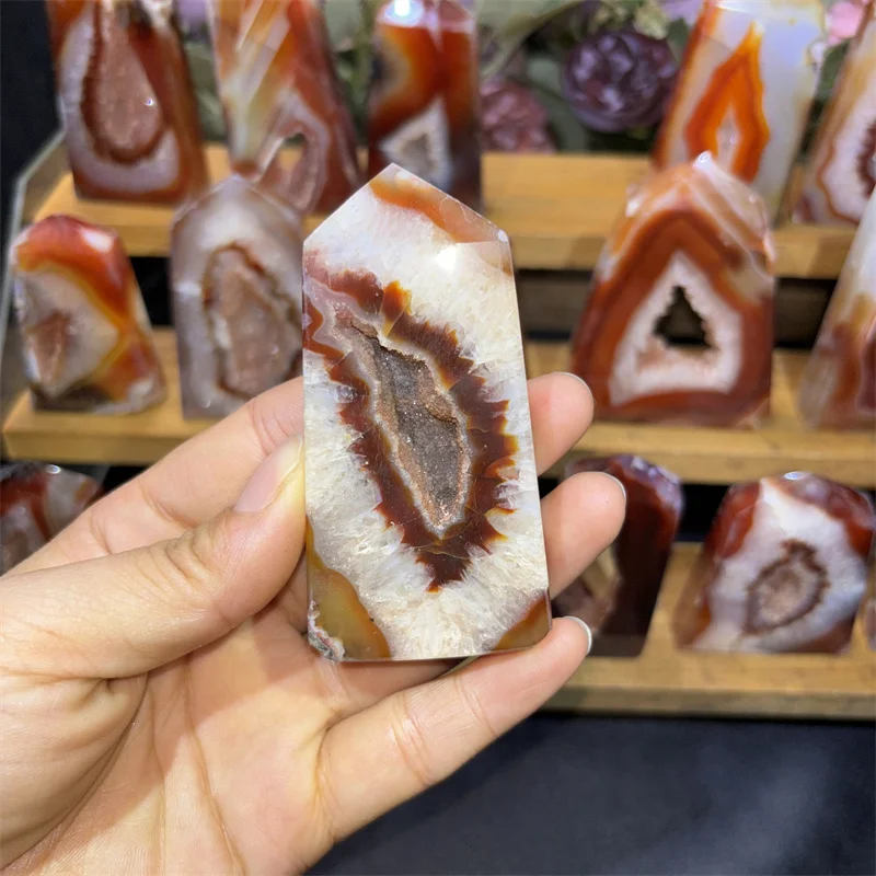 Wholesale Healing Natural Stones Reiki Crystal Crafts Polished Carnelian Druzy Points For Decoration