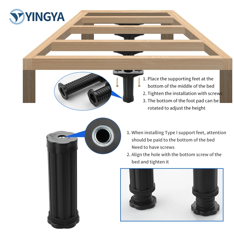 New Frame Center Slats Heavy Height Adjustable Desk Leg Replacement Feet Furniture Legs Bed Support Legs for Bed Frame Sofa
