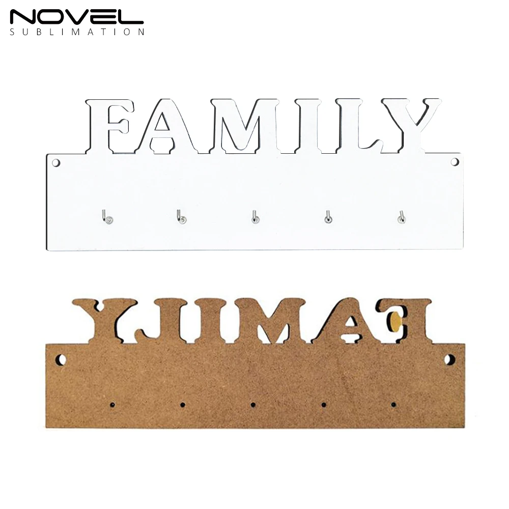 Custom Blank Sublimation MDF Love Key Hook Heat Transfer Diy Home Life Decorative Hanging Door Hook Plate Wood Board