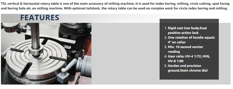 TSL250 Vertical and horizontal HV-10 rotary table for cnc drilling milling engraving machine