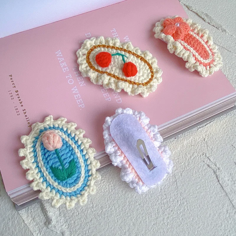 Cute Hair Pins Handmade Crochet Hair Accessories Knitting hair Clips For Women and Girls
