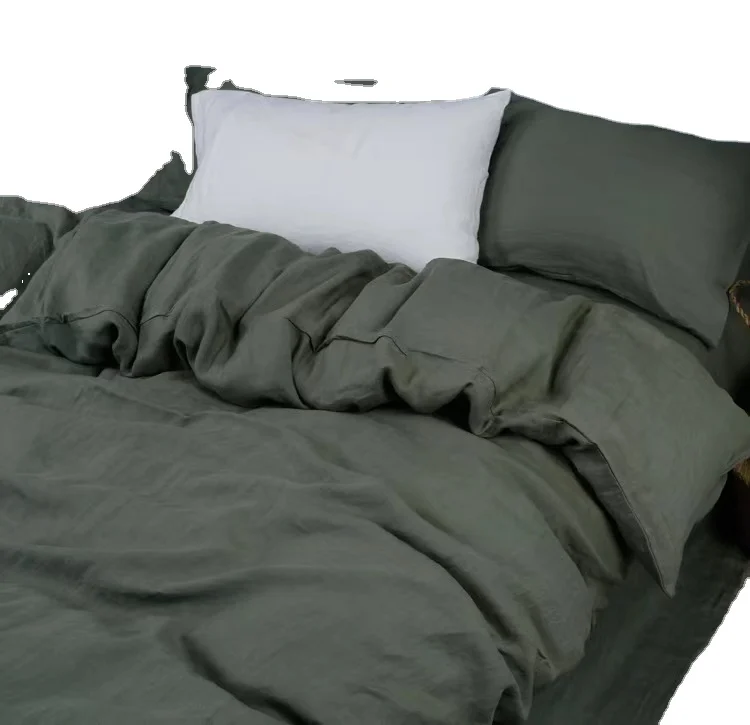 Linen bedding sets customized solid colors flax linen bed sheet set