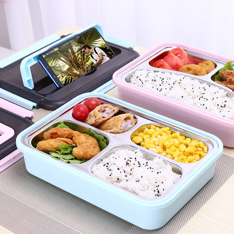 
High Quality Stainless Steel Korean Lunch Box Partition Bento Lunch Box 