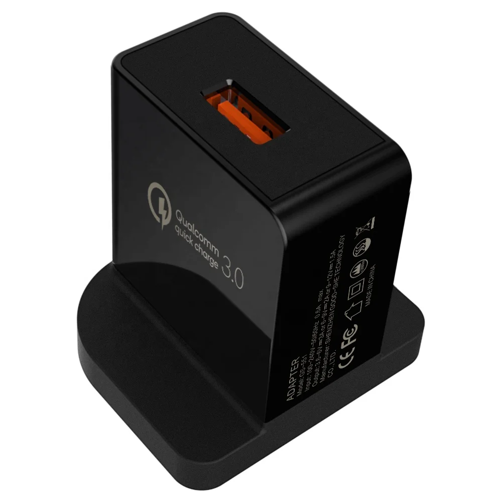 Quick Charge 3.0 18W USB Wall Charger US UK EU plug Compatible Samsung Galaxy Note8 LG G6 / V30 and More Qualcomm Certified