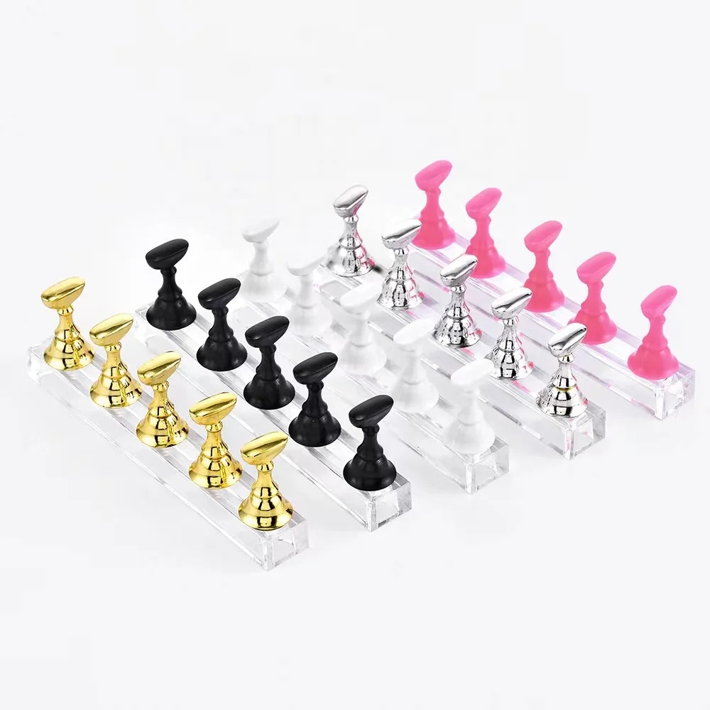 Magnetic Nail Practice Holder Acrylic Crystal False Nail Tips Holders Manicure Tools Wholesale Nail Art Display Stand