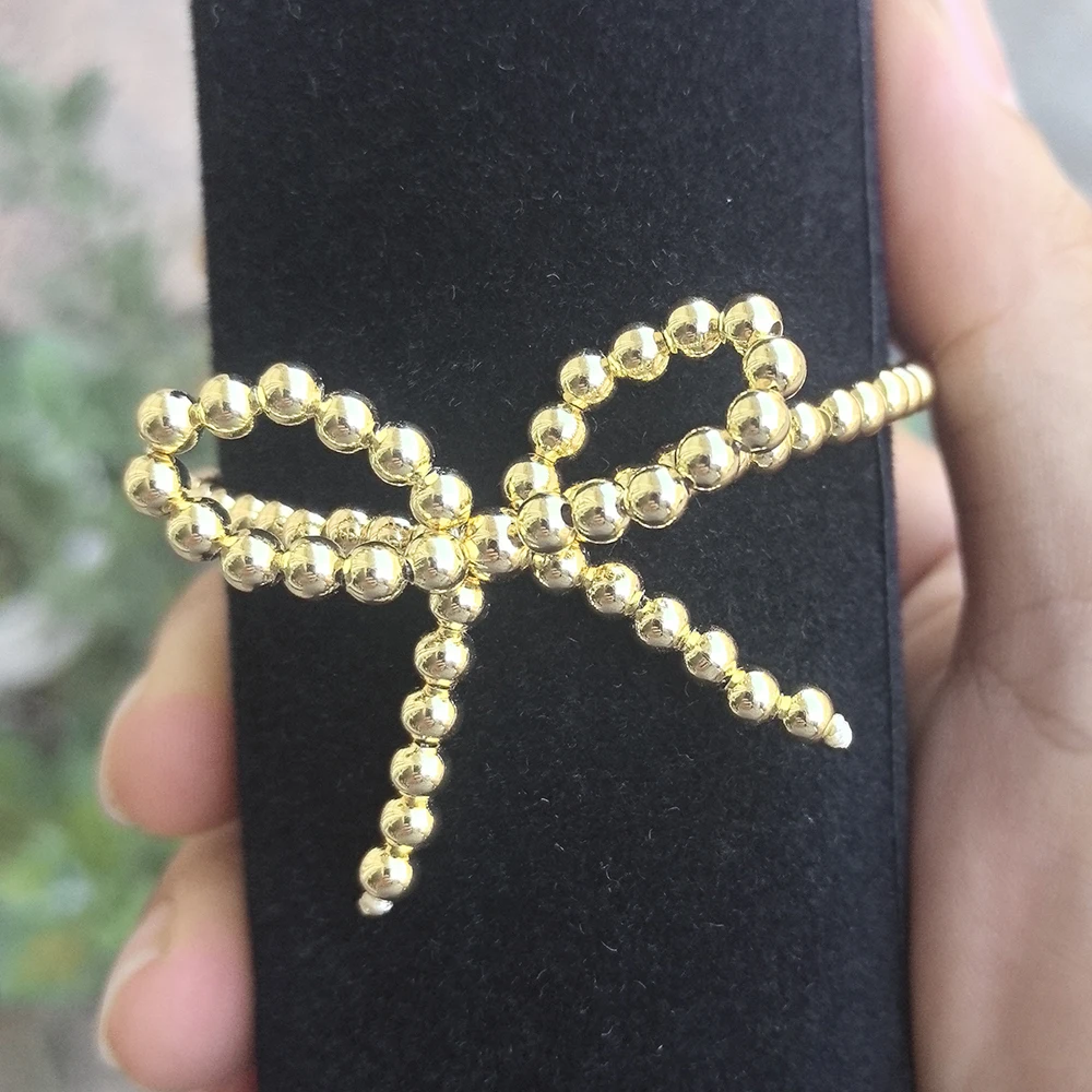 Custom Bow Bowknot Design alloy beaded Bracelet for Gifts Weddings