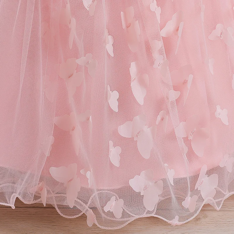 Baby Girls Birthday Party Christmas Dresses Flowers Tully Children Girl Party Dresses Flower Comunion Gown Knee Length Dress