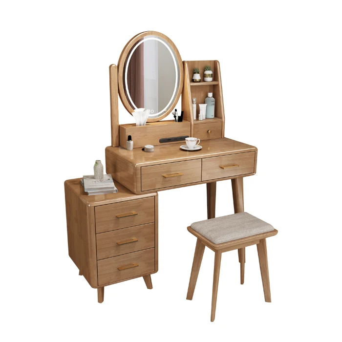 2022 New Arrival Solid Wood Bedroom  Dresser Mirror Dressing Table with Lights
