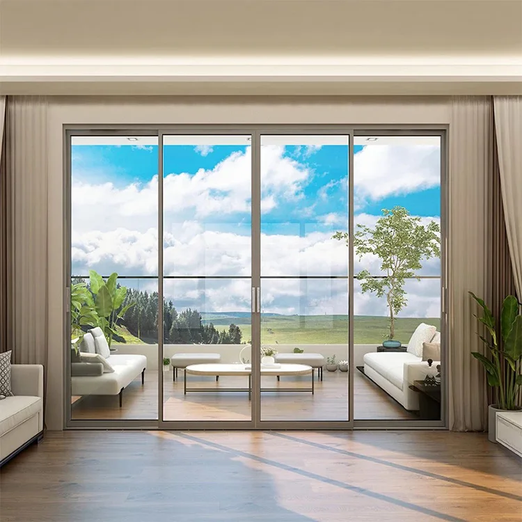 Modern Double Glazing Glass Aluminum Sliding Doors For Office Security Door