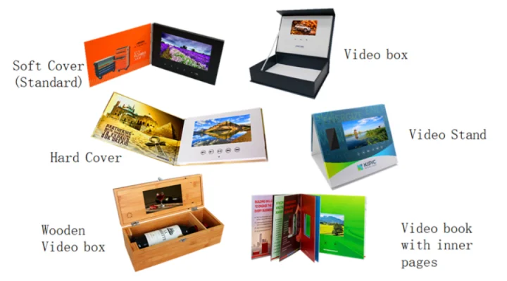 Fashionable  homemade well crafted  7 inch HD IPS LCD hardcover box promotional video gift box
